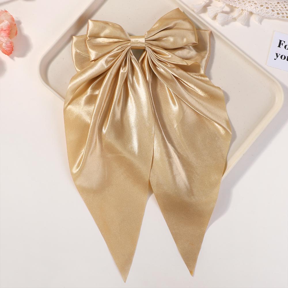 1Pcs 8inch Elegant Bow Ribbon Hair Clip Fashion Solid Bowknot Satin Hairpin Barrettes Girls Ponytail Clip Women Hair Accessories