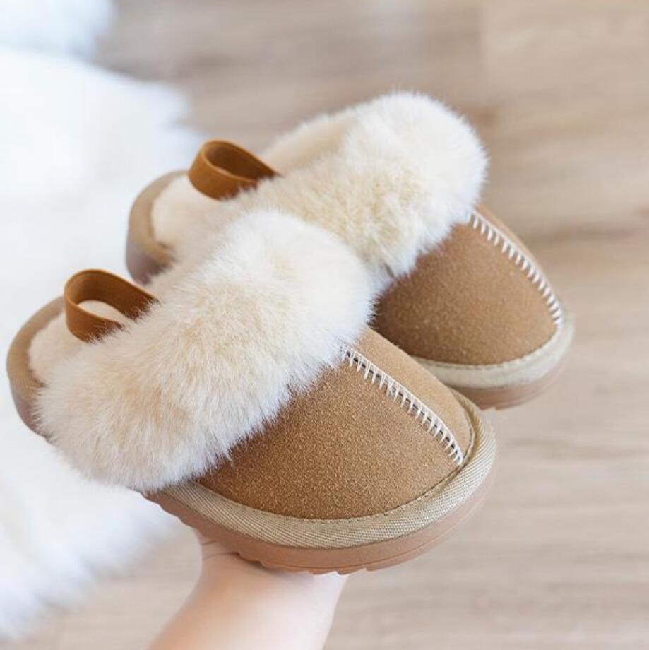 Модные детские хлопковые тапочки, модные однотонные плюшевые домашние тапочки, нескользящие удобные тапочки для девочек, теплая хлопковая обувь для мальчиков