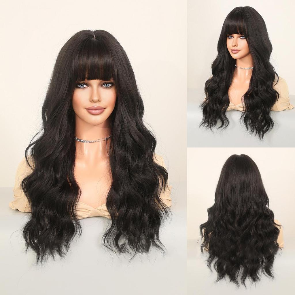 Wig Womens Golden Long 64cm Hair Long Curly Hair Full Cap Rose Hair Net Natural Realistic Hair Wig