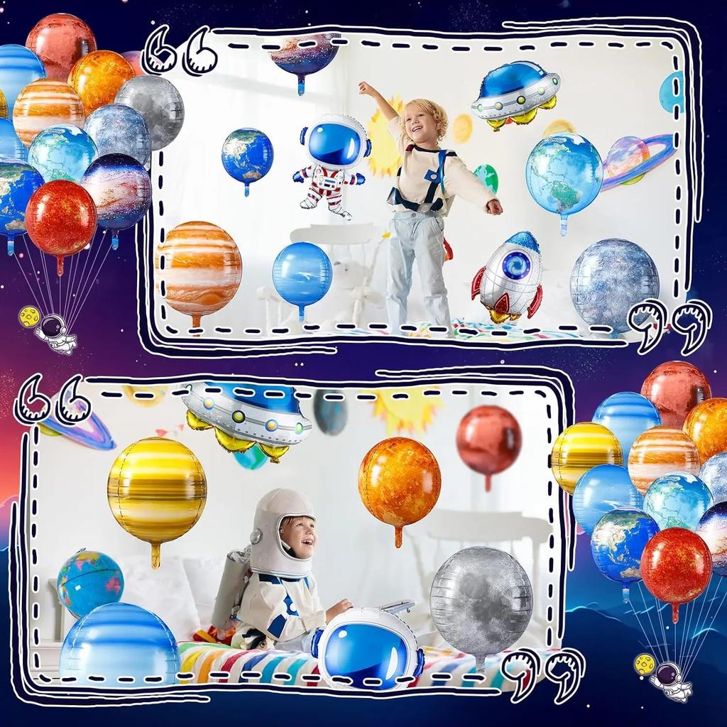 10pcs 22inch Solar System Balloon, 3D Helium Foil Planet Balloon, Moon Balloon, Earth Balloon, Sun Balloon, Mercury, Mars