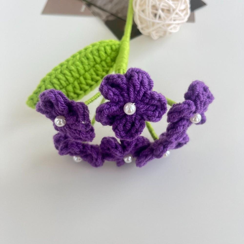 a Bundle of 6 Flowers Crochet Flowers Artificial Knit Fake Flowers Creative Handmade Bouquet  Gift