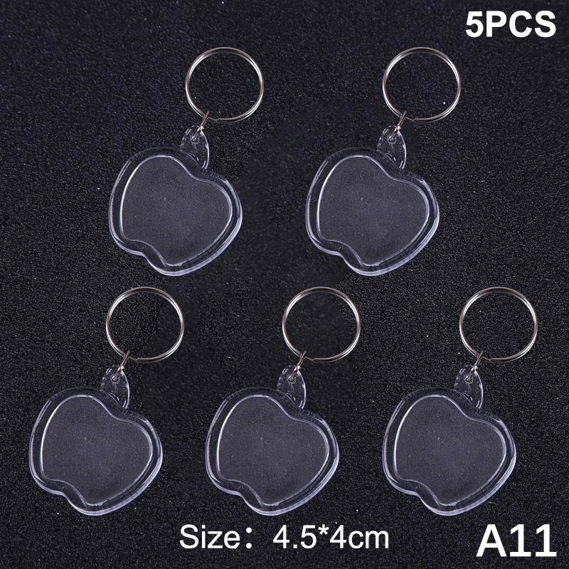 5Pcs Blank Photo Frame Keychain Clear Acrylic Keyring Insert Photo Split Key Pendant Diy Key Holder Couple Anniversary Gifts