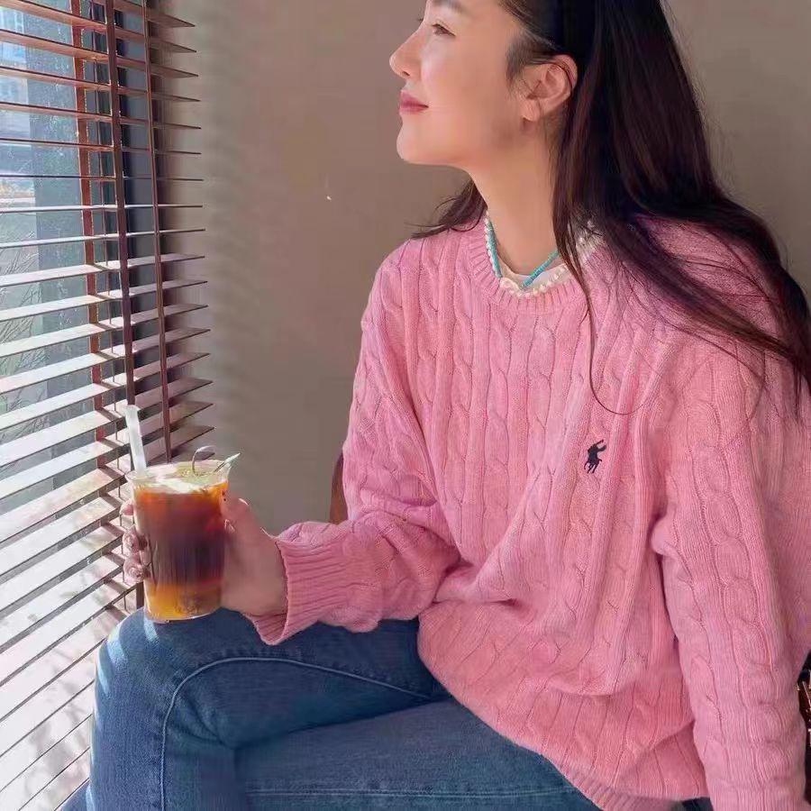 Женский ретро свитер крупной вязки свободного кроя - корейский стиль осень/зима