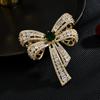 Heavy Industry Simple Bow Brooch Anti-Light Small Fragrance Inlaid Zircon Corsage Clothing Coat High-End Accessories