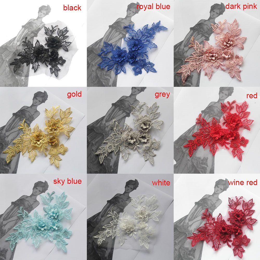 Аксессуары для платья Ручное шитье своими руками Ремесло 3D Цветочное кружево Аппликация Вышивка на воротнике