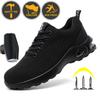 Men's Safety Shoes Black Air Cushion Steel Toe Sports Shoes Black Safety Shoes For Men Anti-Smashing Cushioned Industrial Shoes