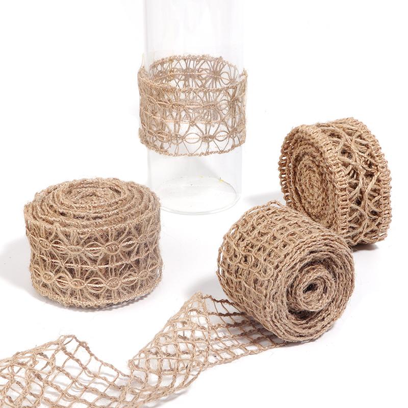 1 шт. Мешковина Лента Домашняя Лента Подарочная Упаковка Плетеная Лента Ручная работа Полая Плетеная Лента Декоративная Мульти-стиль