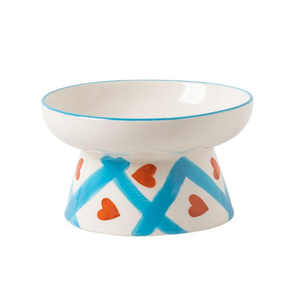 Handmade Cat Elevated Bowl Flat/Slanted Mouth Pet Food Bowl Dog Food Feeder for Feeding