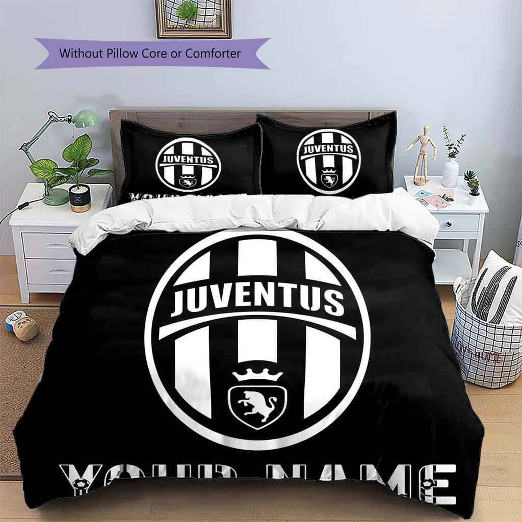 Custom Name Juventus Pattern Bedding Quilt Set Home Decoration Gift (1 * duvet cover + 2 * pillowcase without core)