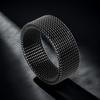 Men's Stainless Steel Elastic Mesh Gold Ring - Non-fading, Hollow Design, 8mm Width.
