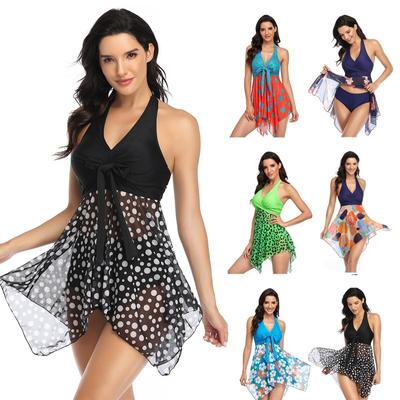 Женский купальник с сетчатой ​​юбкой и разрезом