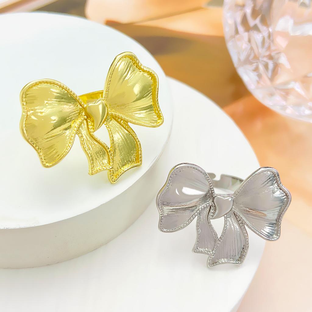 Новое поступление серебряного цвета металлический бант большое кольцо для женщин девочек в корейском стиле простые модные преувеличенные ювелирные изделия подарки