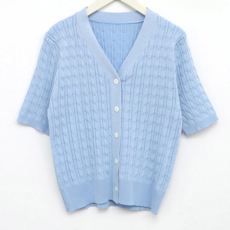 Shop Helen Women Cable Y Outing Short Sleeve Knit Cardigan ivorY Bong Wcd 3390