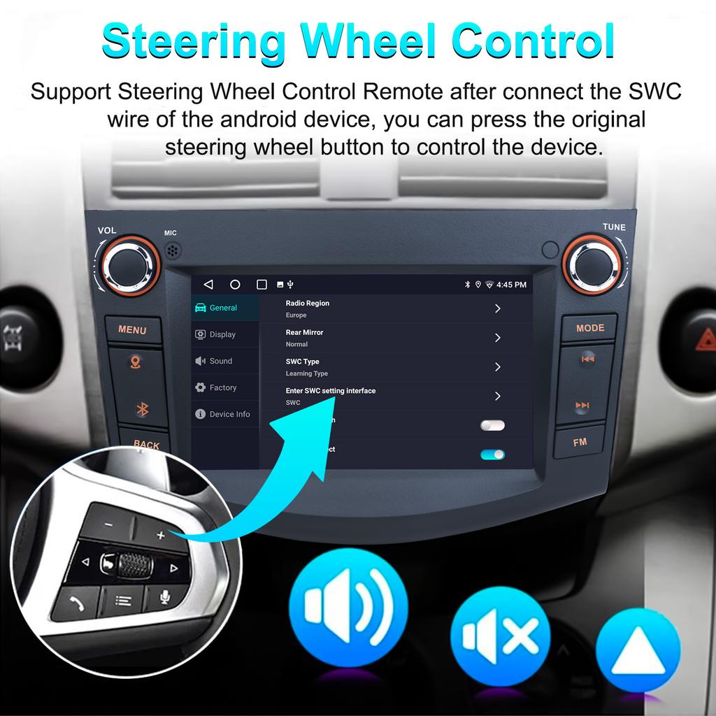 2+64G Android 13 автомобильная стереосистема для Toyota RAV4 2006-2012 7-дюймовый сенсорный экран радио с Carplay Android Auto GPS Mirror Link для Android/iOS WiFi