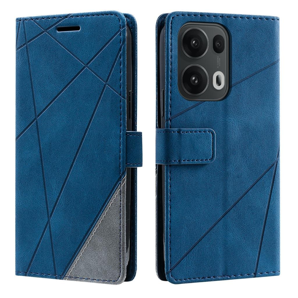 For Oppo Reno13 Pro 5G Case Imprinted Lines PU Leather Splicing Wallet Phone Cover