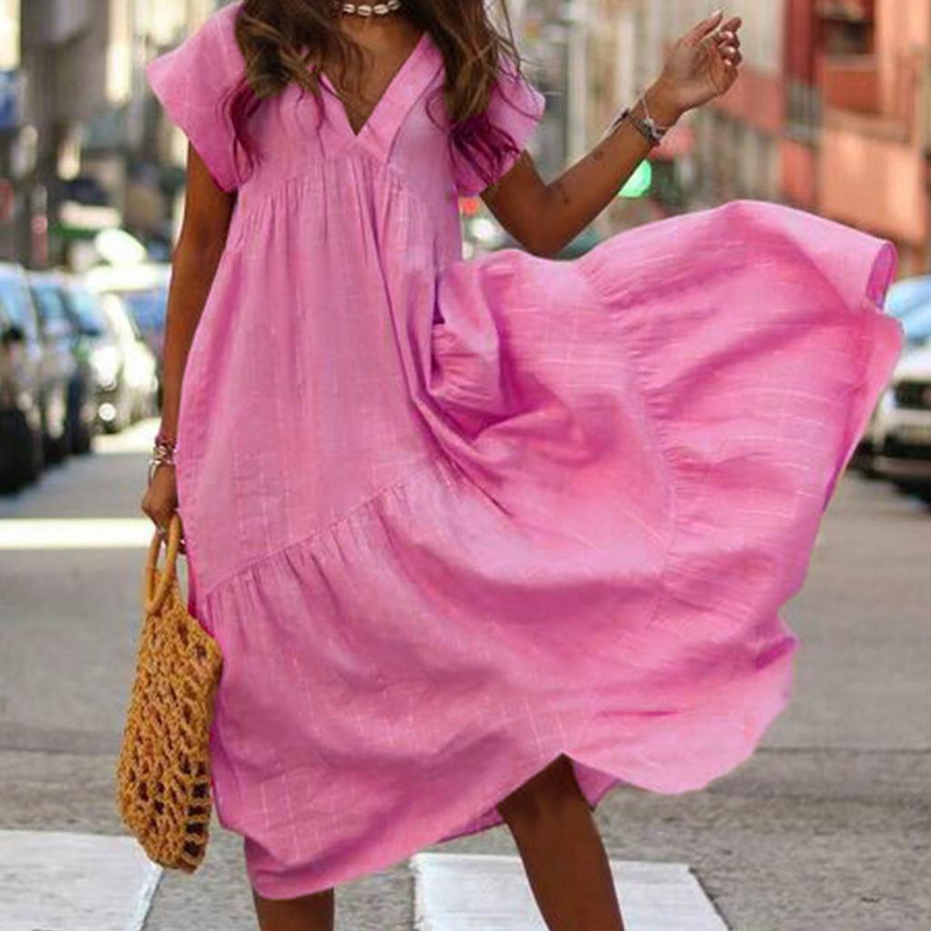 Новое женское платье с завязками нестандартной формы, свободное однотонное платье с v-образным вырезом