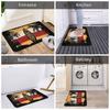 Surfboard Palm Tree Doormat Black Brown Red Yellow Printed Polyester Machine Washable Cold Water Only 80x50cm
