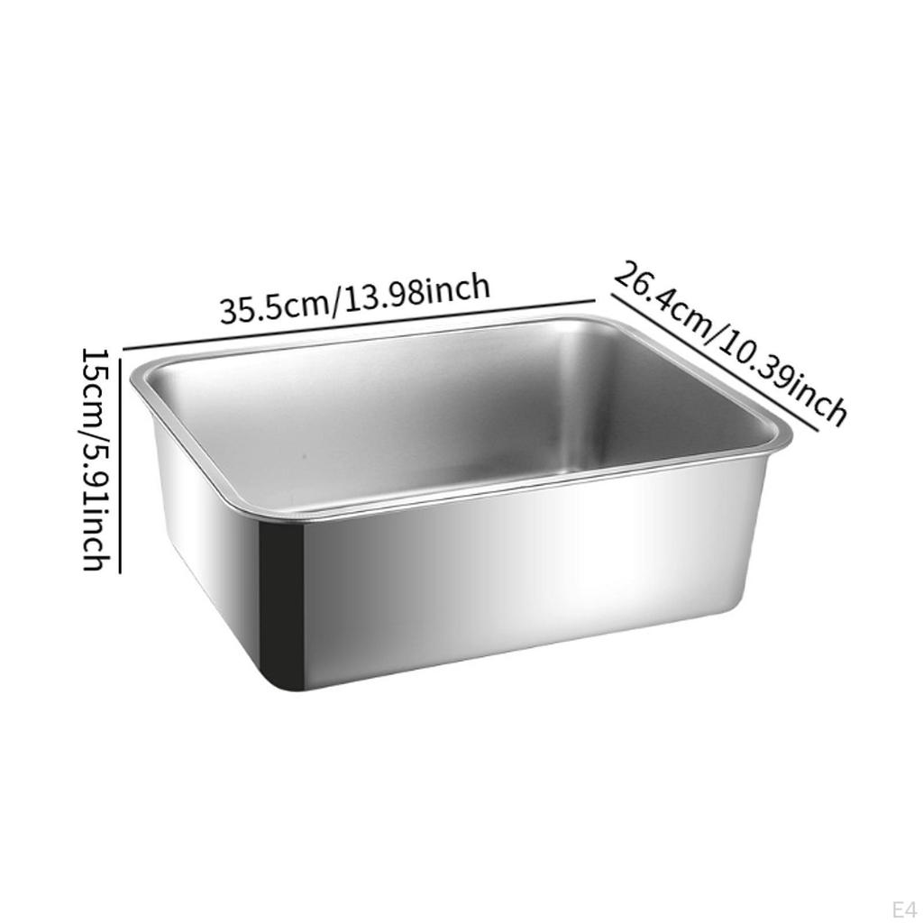 Cat Litter Box Toilet Stainless Steel Bedpan High Sided Easy To Clean Open Top Splashproof for