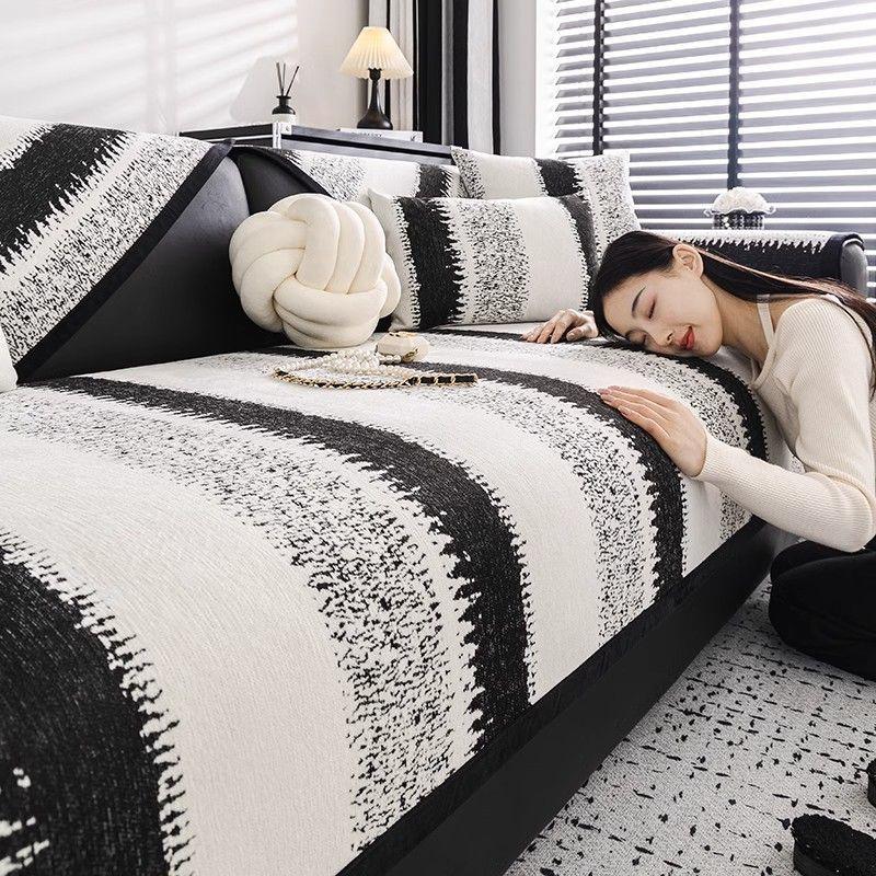 Sofa Cushion, Universal In All Seasons, Light Luxury, High-End Sense Of Non-Slip Chenier, High-End Straight Row Leather Sofa Special Seat Cushion