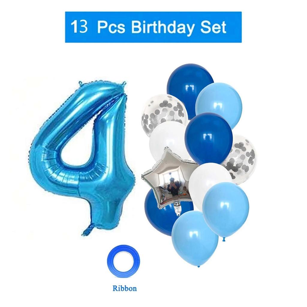 Воздушные шары на день рождения для мальчика с синим воздушным шаром с номером, украшение для дня рождения, детские юбилеи 1/2/3/5/6/8/9 лет