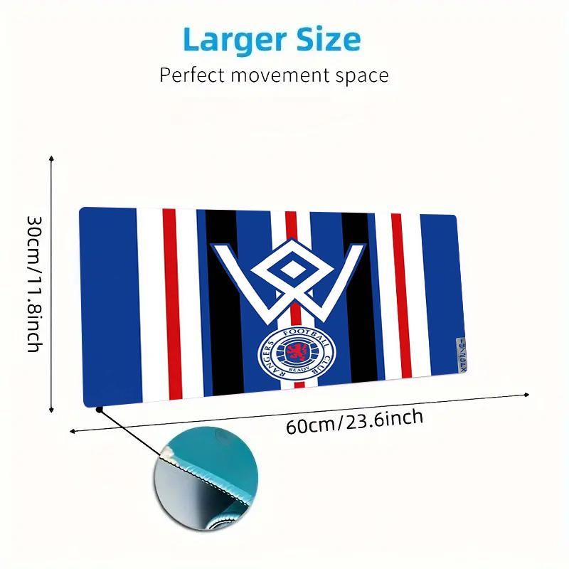 Rangers FC Logo Color Mouse Pad Large Gaming Table Cushion Non-slip Laptop Tablet Big Mousepad XXL Mat Mini PC Playmat With Lock edge
