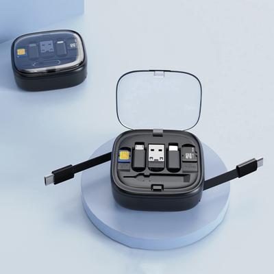 Адаптер для кабеля передачи данных с USB-разъемом 8-контактным для Android-конвертера, гнездами для извлечения SIM-карты, выдвижным чехлом для кабеля зарядки Type-C мощностью 60 Вт