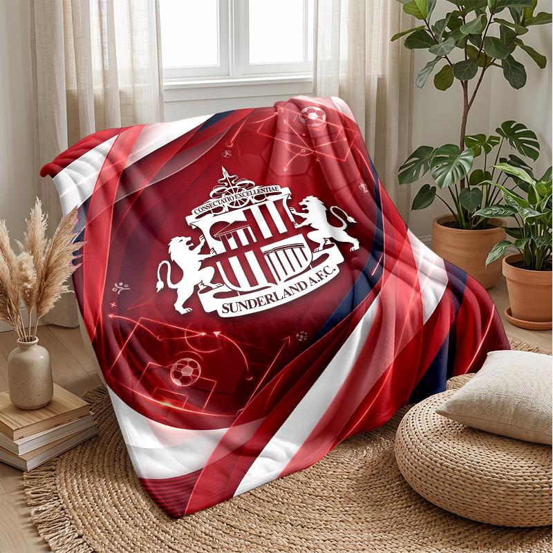 Sunderland Football Print Flannel Blanket, Soft Warm Lightweight Throw Blanket for Sofa Bed Camping