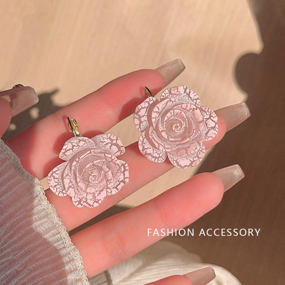 Vacation Rose Flower Earrings Korean Style Women's Jewelry Lovely Flower Stud Earrings Party