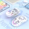 FREEWOLF Gaming Mouse A2 Transparent RGB Wireless Gaming Mouse with Transparent Digital 400mAh Adjustable Battery White, 2.4G/BT Connection, Case,