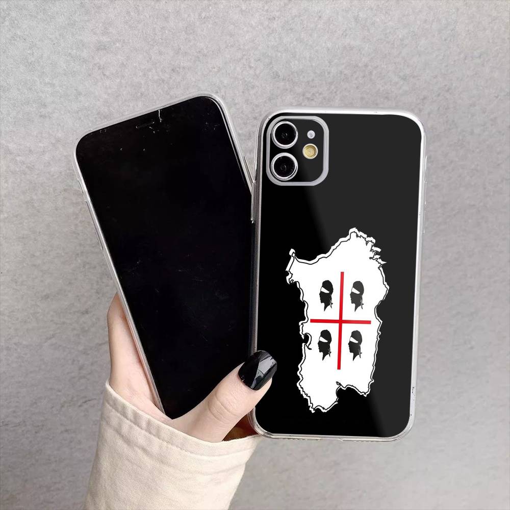 Чехол для телефона 'Флаг Сардинии COOL' для iPhone 17, 16, 15, 14, 13, 12, 11 Plus, Pro Max Мягкий прозрачный чехол