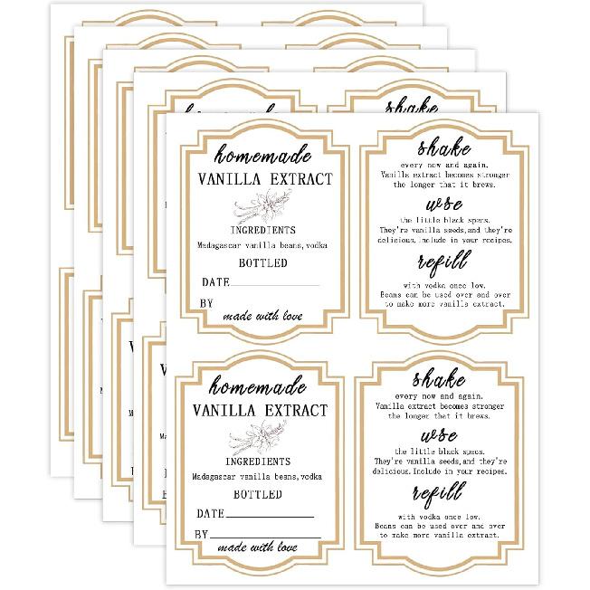 Наклейки «Домашний ванильный экстракт», 1,5×2 дюйма, квадратные, этикетки для изготовления, экстракт из мадагаскарских бобов и водки, для ванильного экстракта ручной работы