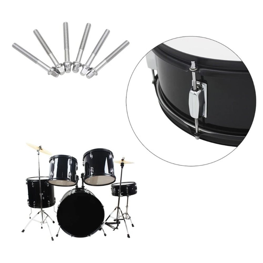 6Pcs Strong Drum Lug Bolts with Washers Drum Tight Screw Drum Tension Rods  for Jazz Drums Repair