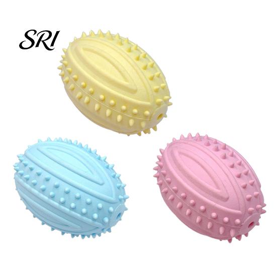 Bite-resistant Toy Dog Teething Toys with Spike Teeth Cleaning Ball Bite-Resistant Rugby Chew Interactive Sound for Small Medium Large Dogs