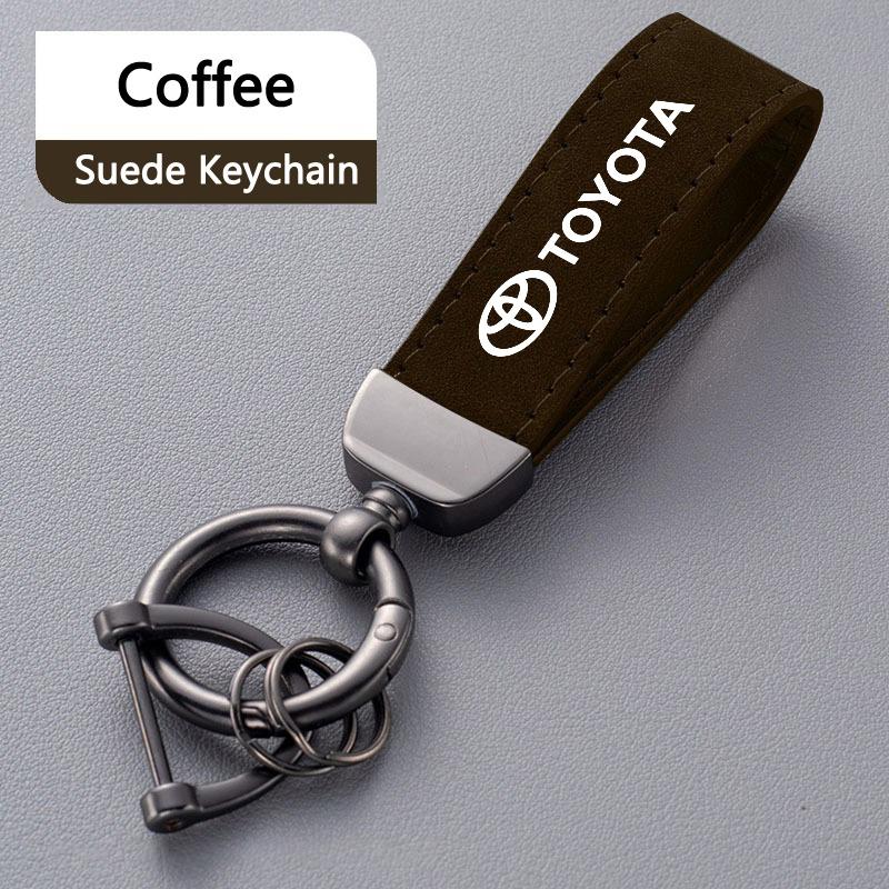 AMU1  Leather Car Badge Key Chain Ring Pendant For Toyota Corolla Avalon Supra Yaris Prado Prius Rav4 Camry Auto Keychain Accessories