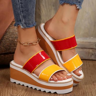 Модная женская обувь 2024 года, горячая распродажа, женские тапочки больших размеров, модные цветные тапочки в стиле модерн, новые сандалии на танкетке с круглым носком Zapatos