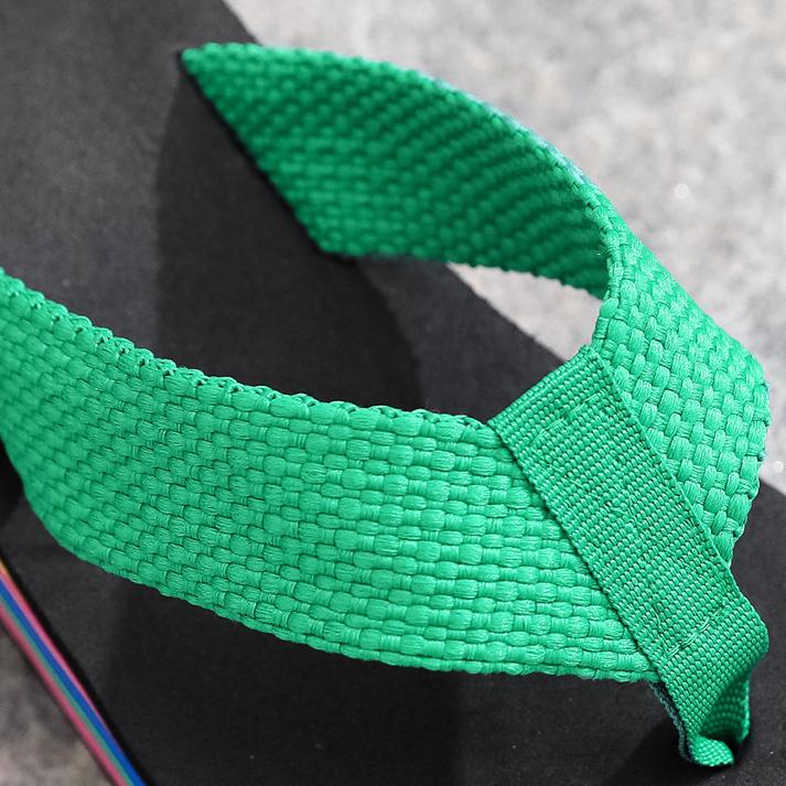 Ladies' Slope Heel Flip Flops, Rainbow Sole Flat Slip In Shoes, Casual and Lightweight Summer Beach Shoes