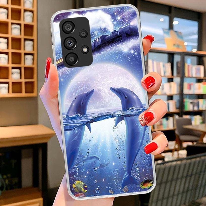 Ocean Animal Cute Dolphin Phone Case For Samsung Galaxy A17 A37 A57 A16 A26 A36 A56 A15 A25 A35 A55 A14 A24 A34 A54 A13 A23 A33