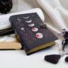 Кожаный дневник, блокнот, блокнот для медитации с фазами Луны, ручной работы, винтажный, с рваной бумагой, подарок для него и для нее.