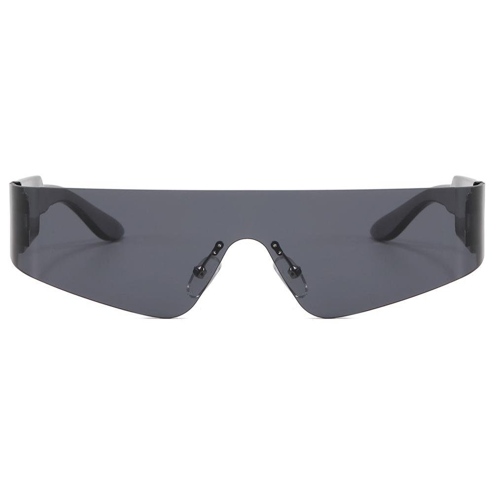 Superhot Eyewear 28061 Fashion Cyberpunk New Futuristic Wrap Around Y2K One Piece Lens Rimless Sport Sunglasses