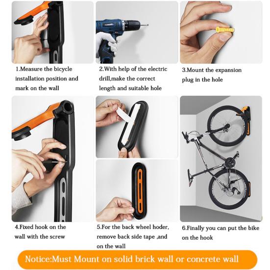 Bike Display Wall Mount Adjustable Vertical Heavy Duty MTB Road Mountain Bicycle Garage Wall Hanger Hook Holder Rack Bike Accessories