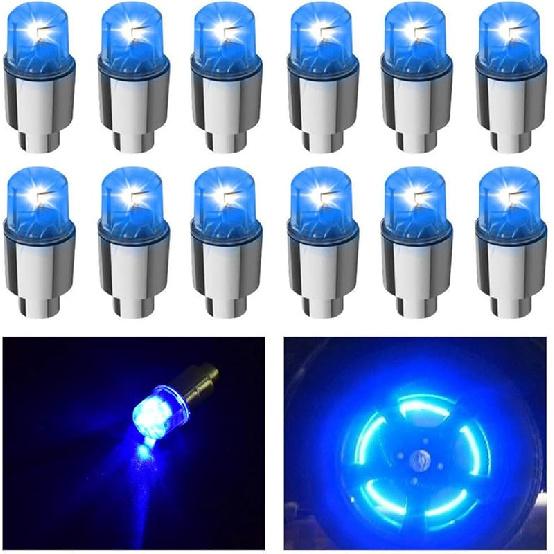 12 PCS LED Wheel Lights Flash Light Tire Valve Cap Lamp For Car Trucks Motorcycle Bike (Blue)