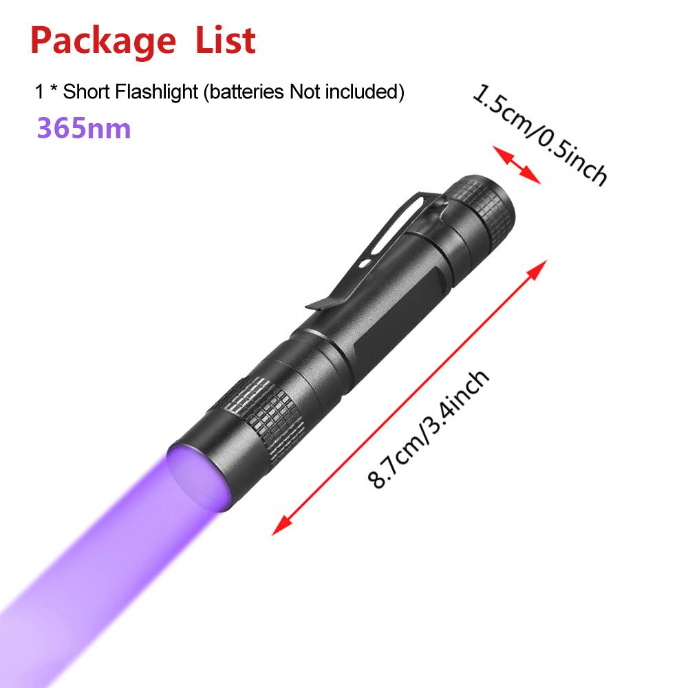 Мини УФ-фонарик 365/395 нм черный светодиодный УФ-фонарик ручной ультрафиолетовый фонарик портативный детектор фонарик для домашних животных
