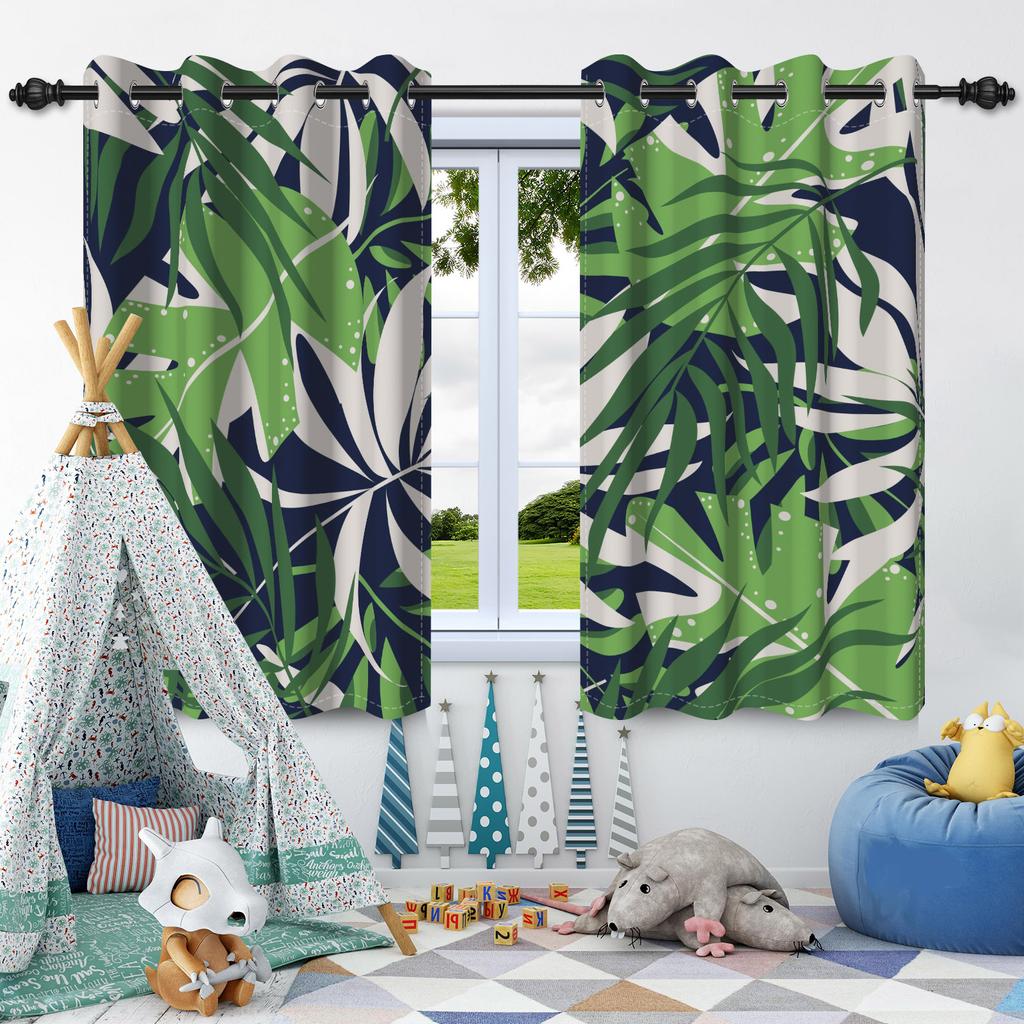 Зеленые Растения Листья Оконная Занавеска Спальня Гостиная Блэкаут Занавеска Современное Украшение Дома Теплоизоляция Шумоподавление