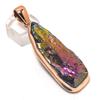 Peacock Titanium Aura Gemstone Copper Jewelry Pendant 2.76"