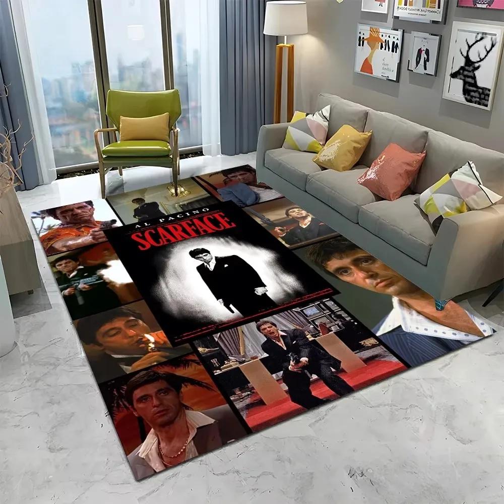VIKAMA Scarface 3D Visual Rug Tony Classic Movie Carpet Non Slip Floor Mat Living Room Bedroom Sofa Decor Kids Playroom