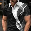 Оптическая иллюзия Мужская мода Повседневный 3D принт Гольф Поло Полиэстер Короткие рукава Отложной воротник Футболка Поло Микро-эластичные лацканы