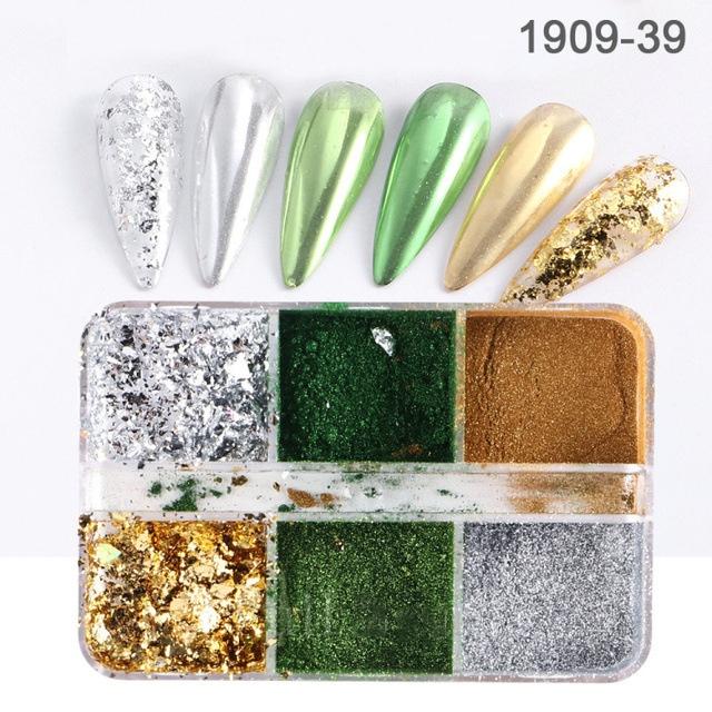 Зеркальный блестящий порошок для ногтей Aurora, пигмент для пыли, хромированный переливающийся голографический дизайн ногтей, украшения для маникюра