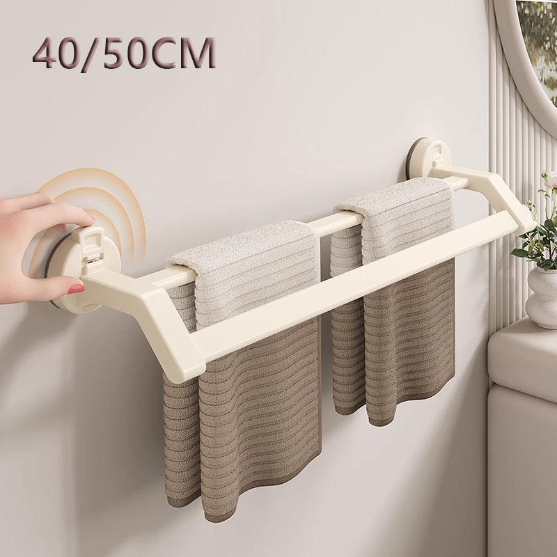 Bathroom Accessories Space Aluminum Suction Towel Rack Wall-mounted Perforation-free Storage Rack Double Pole