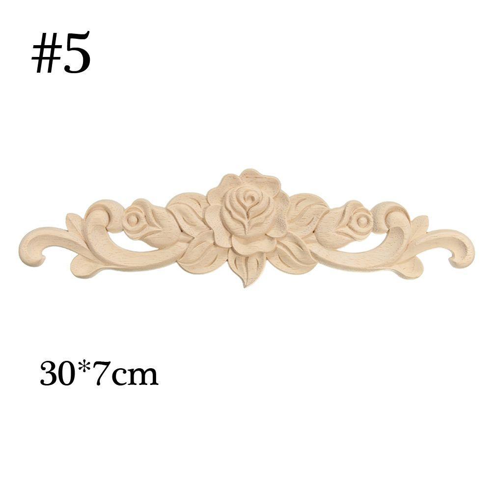 Decorative Corner Floral Wood Carved Decal Wooden Figurines Wall Doors Decoration Appliques Frame