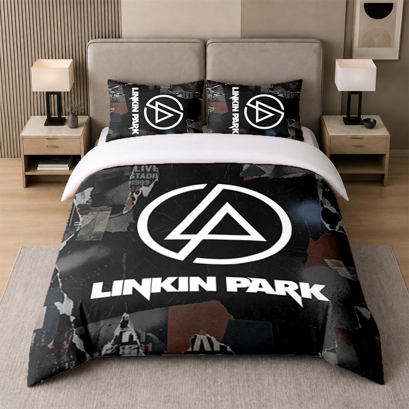 3 шт. Комплект постельного белья Linkin Park Мягкая простыня и две наволочки Декор для спальни дома
